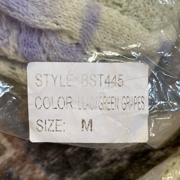 POL Favorite Lilac And Green Grapes Multi Dip Open Weave Tunic Top Side Splits - Picture 7 of 7